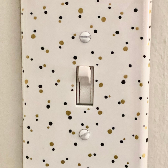 Wall outlet covers with black and gold design handmade 2 piece set - Picture 5 of 6